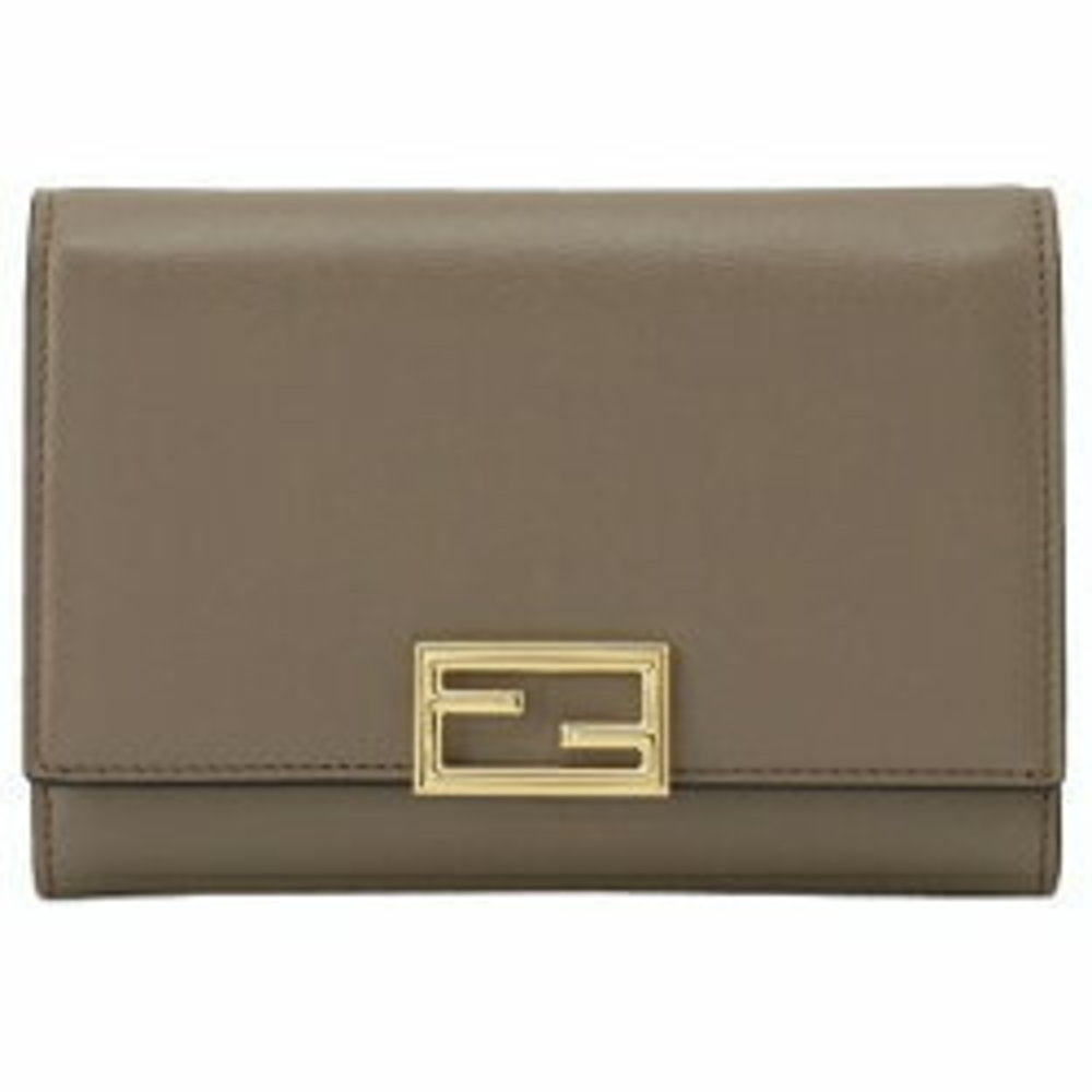 FENDI Baguette FF Bifold Wallet Gray Compact - Picture 1 of 3